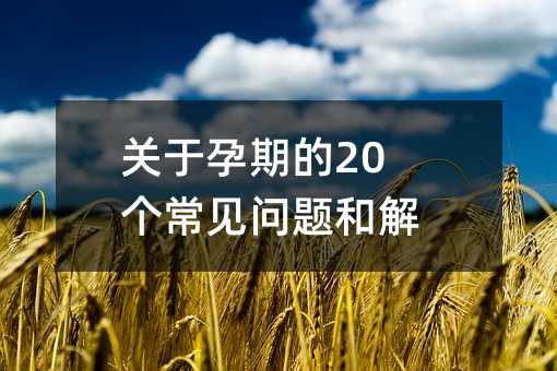 关于孕期的20个常见问题和解答