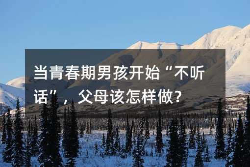 当青春期男孩开始“不听话”,父母该怎样做?
