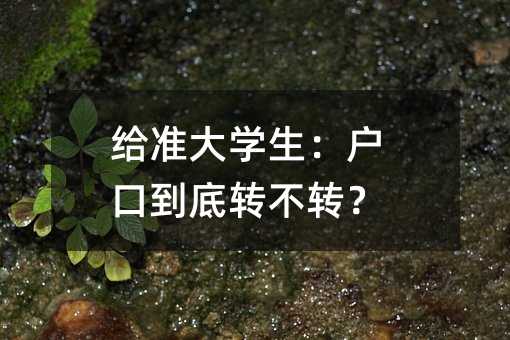 给准大学生:户口到底转不转?