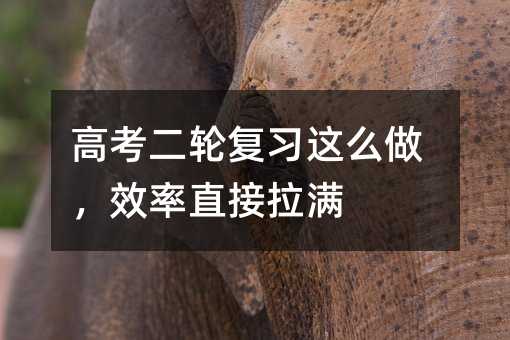 高考二轮复习这么做,效率直接拉满